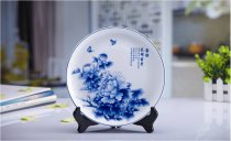 花開(kāi)富貴青花10寸掛盤 